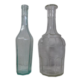 2 vintage 50s molded glass decanters