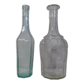 2 carafes en verre moulé vintage années 50
