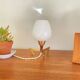 Lampe de table bureau chevet vintage globe verre opaline ancien
