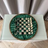 Malachite and ebony chess set