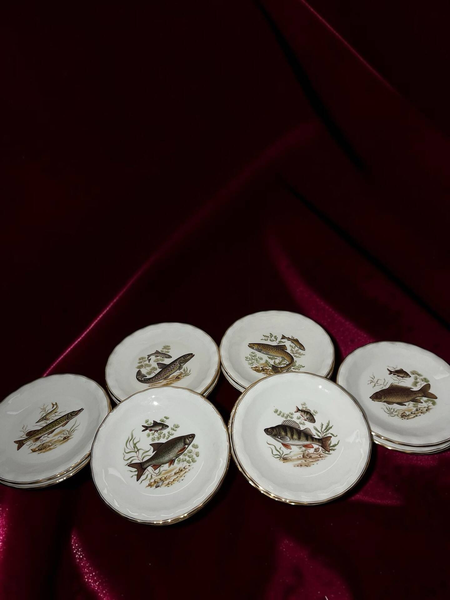 Fish plates in Limoges porcelain – Vintage service for 6