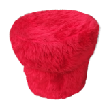 Pouf tissu moumoute rouge