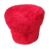 Pouf tissu moumoute rouge