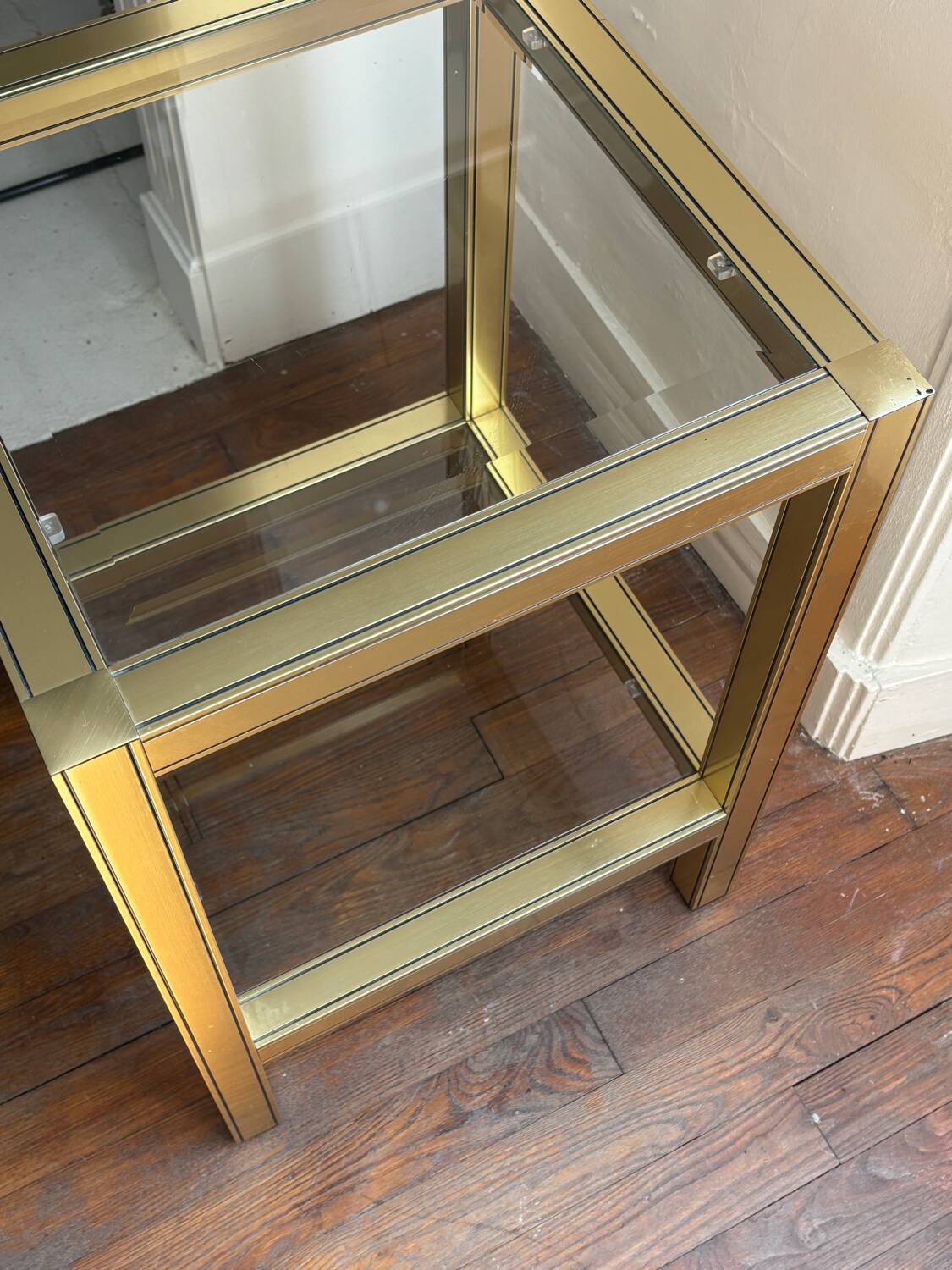 Vintage gold metal side table - end table