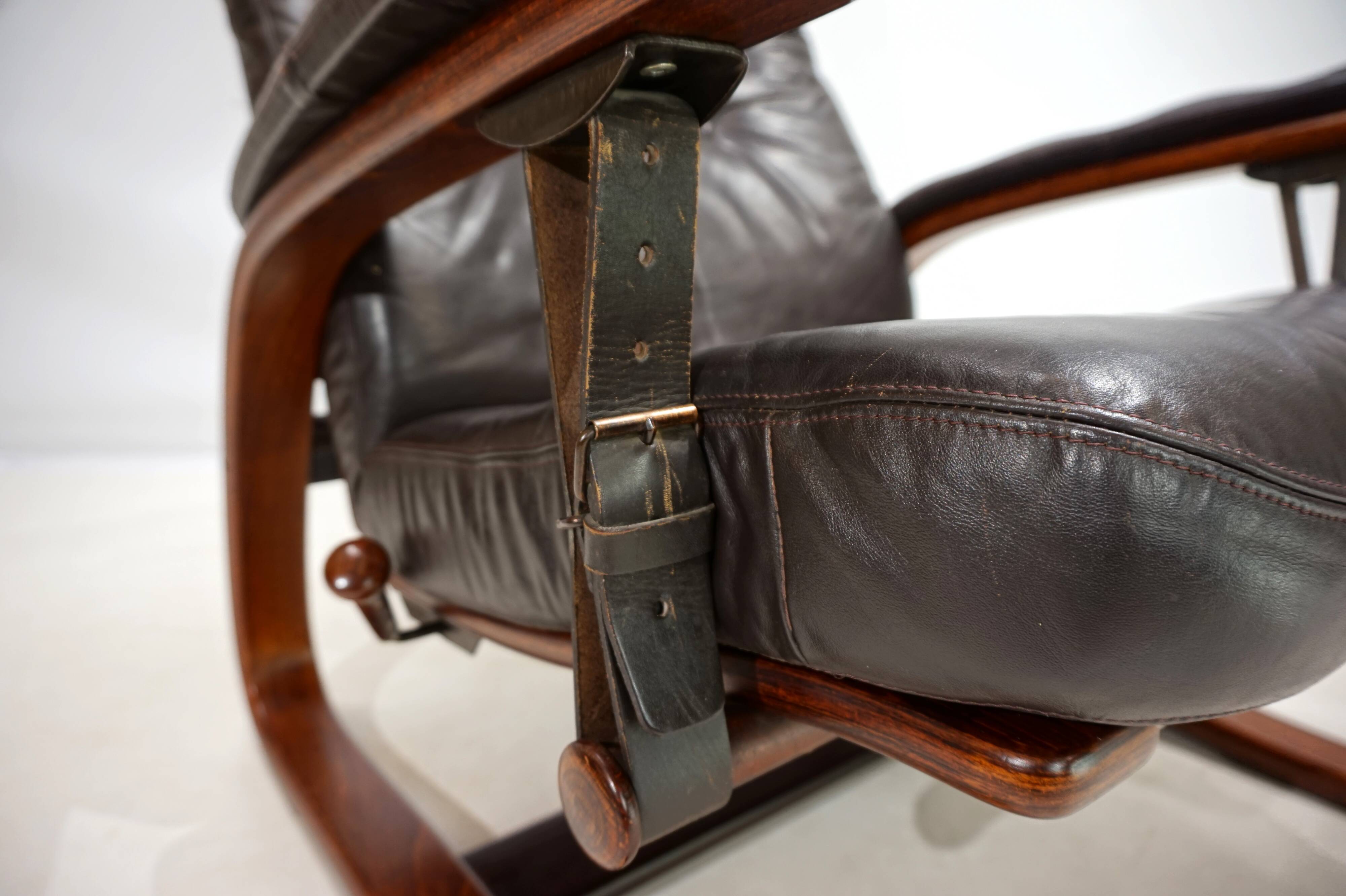 Westnofa Panter Leather Lounge Chair with Ottoman by Arnt Lande, 1970s