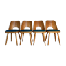 Set 4 chaises hêtre et tissu bleu d'Oswald Haerdtl par Ton, tchèque 1960s