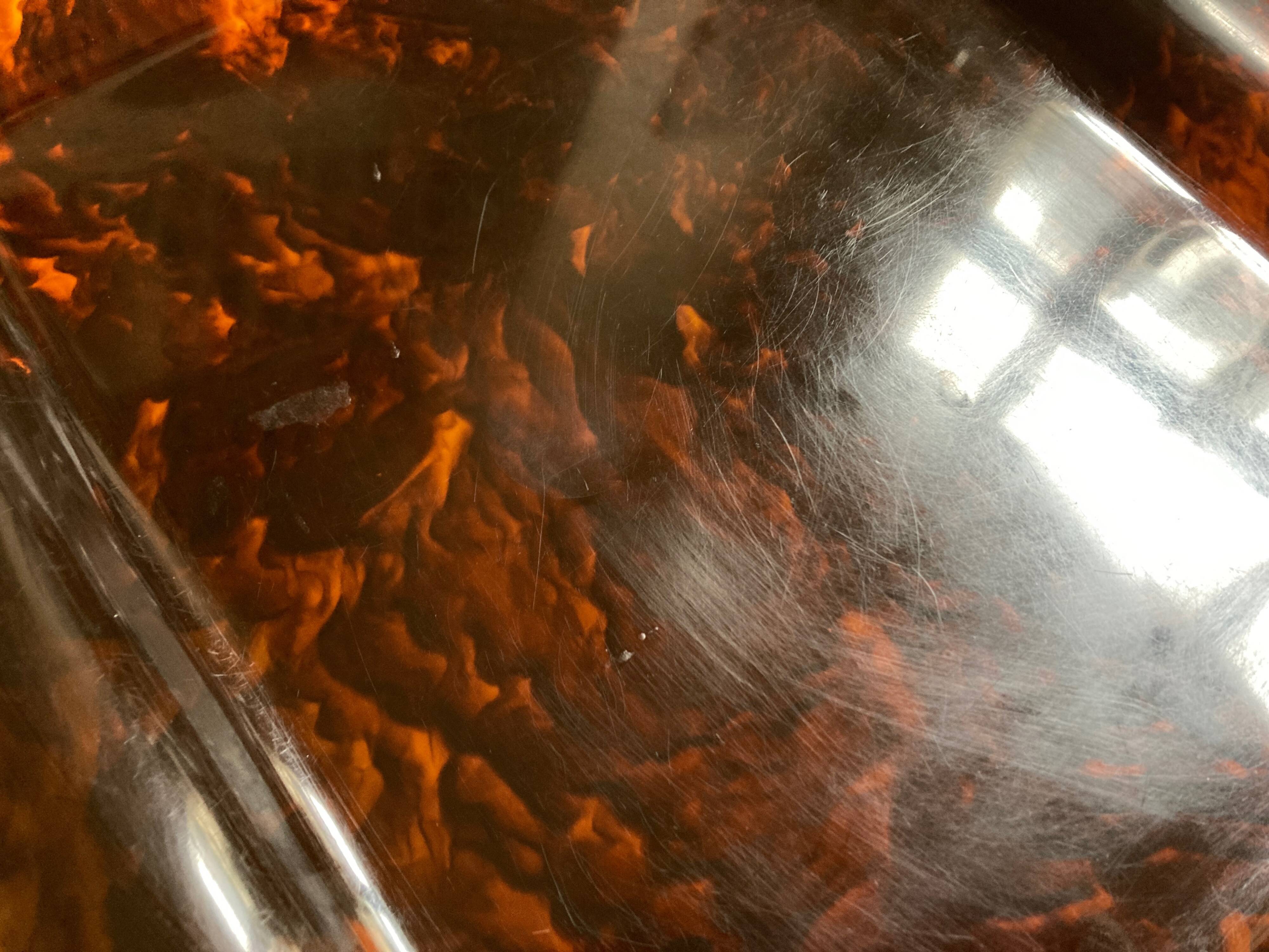 Pair of tortoiseshell lucite trays 1970