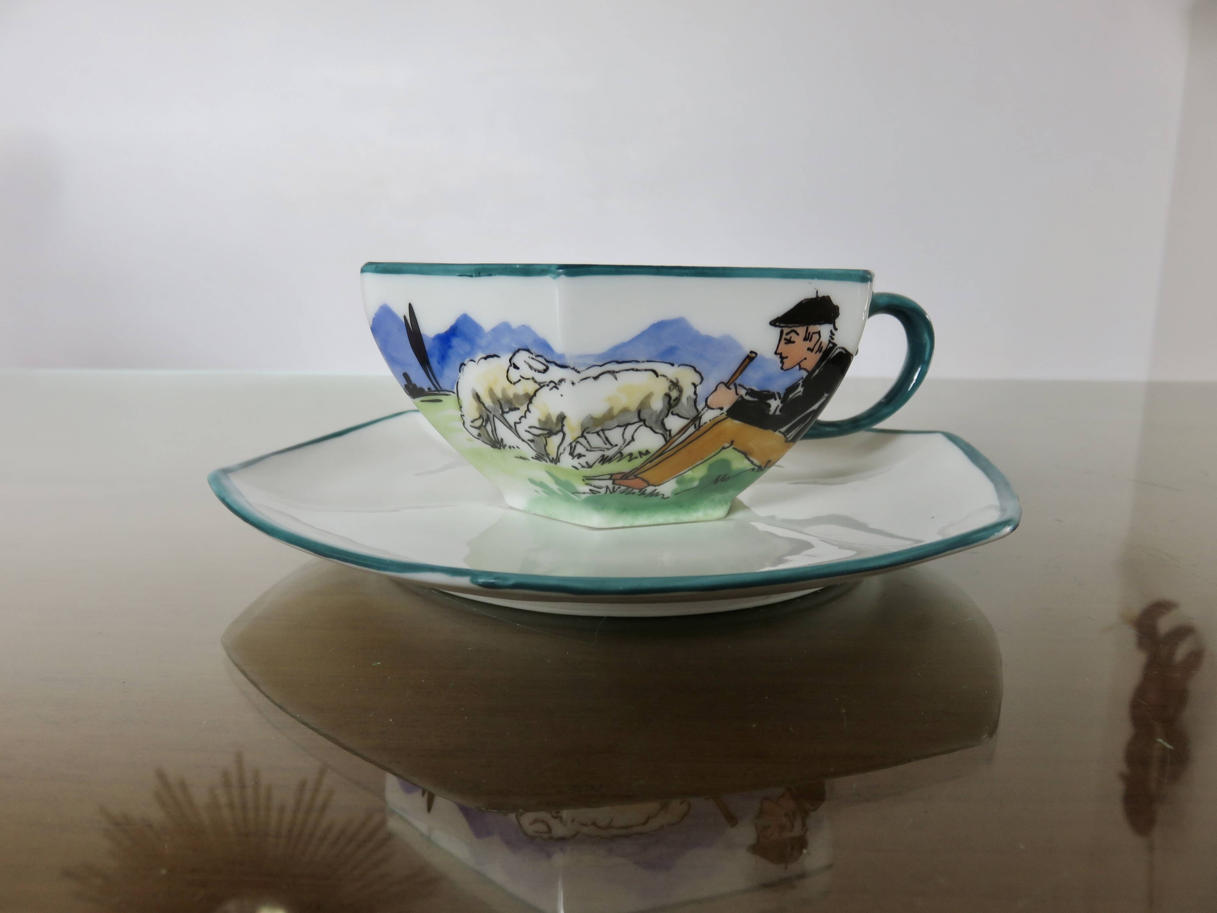 Basque ceramic René Gaïtaud, breakfast duo, 1960