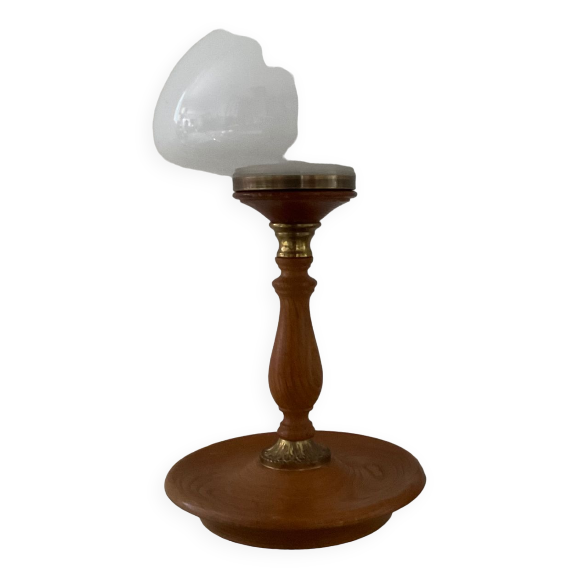 Lampe scandinave en bois et opaline