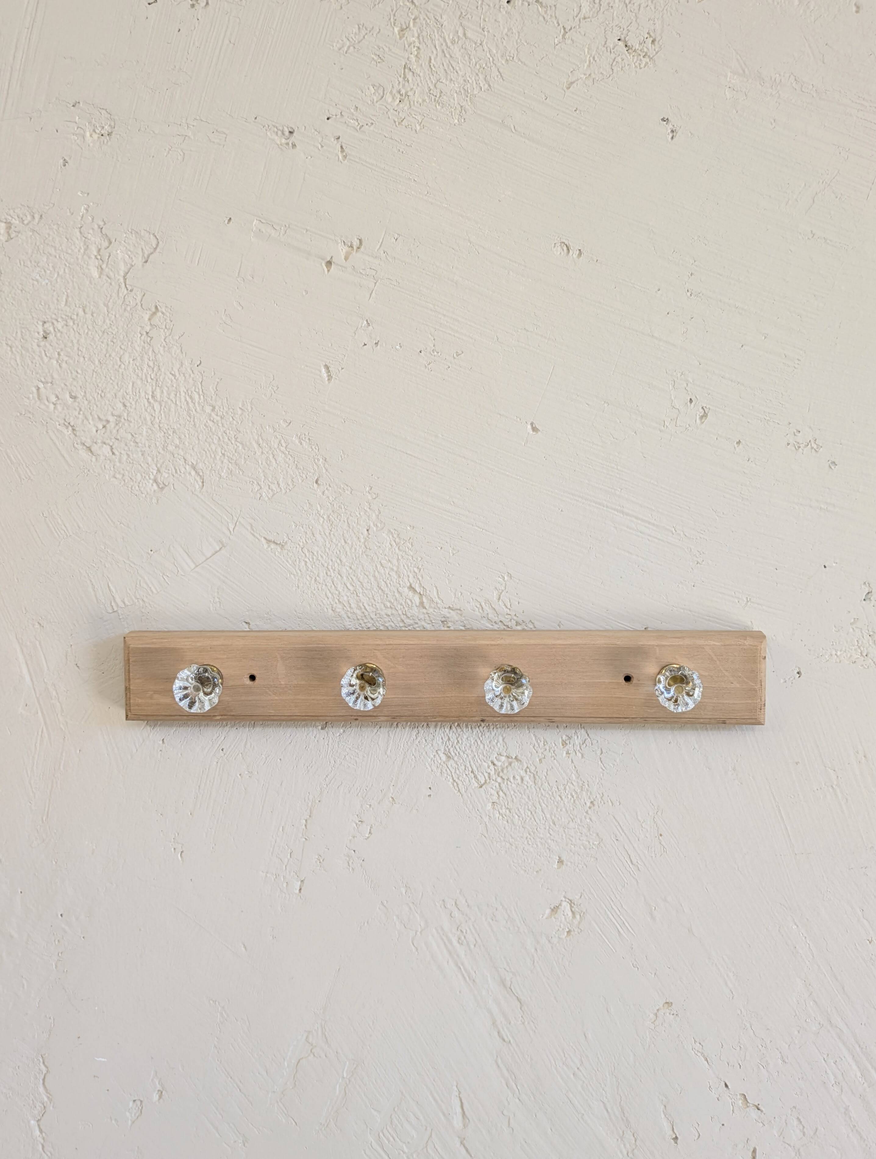 Vintage coat rack / hooks solid oak cottage style