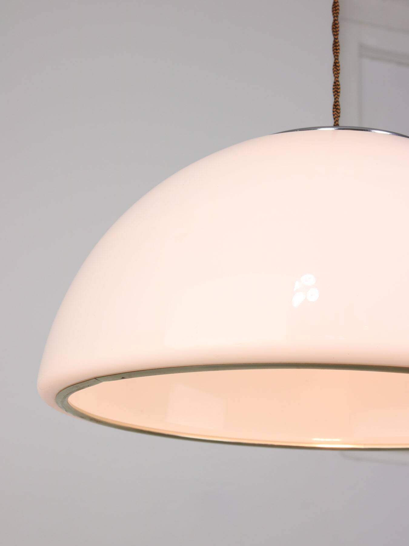 Space-age White Pendant by Luigi Massoni for Guzzini, 1960s