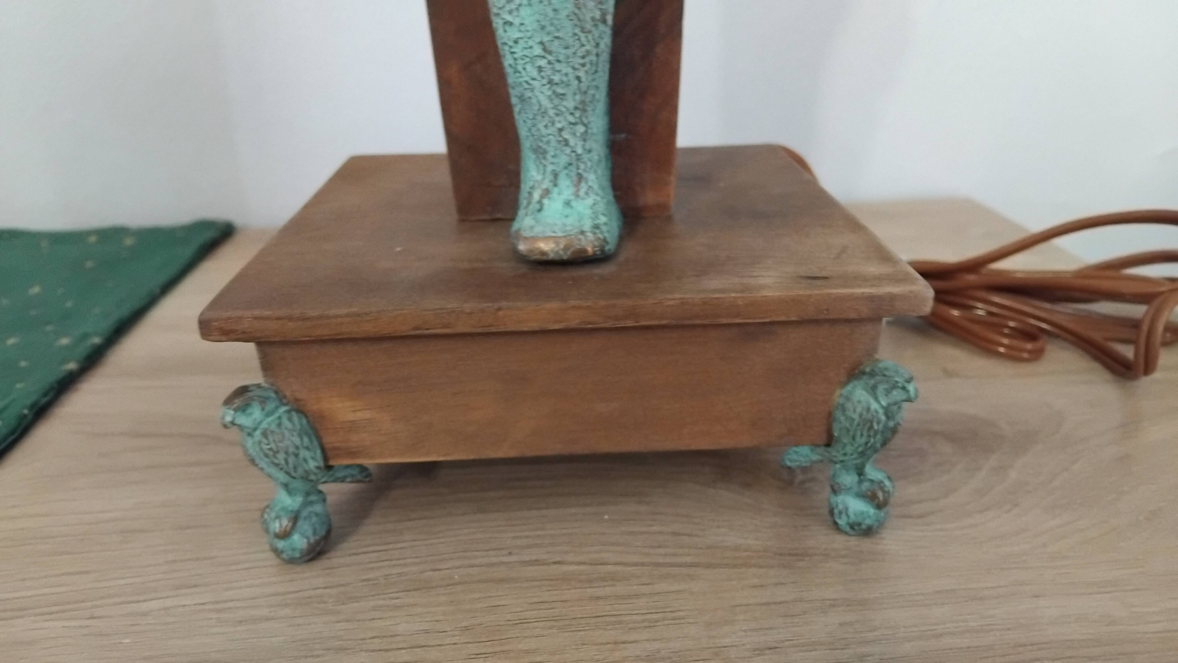 Lampe égyptienne osiris  bronze teck vintage  avec ecrin