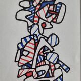 Sérigraphie d’après Jean Dubuffet, encadrée, années 70, 21 x 31 cm
