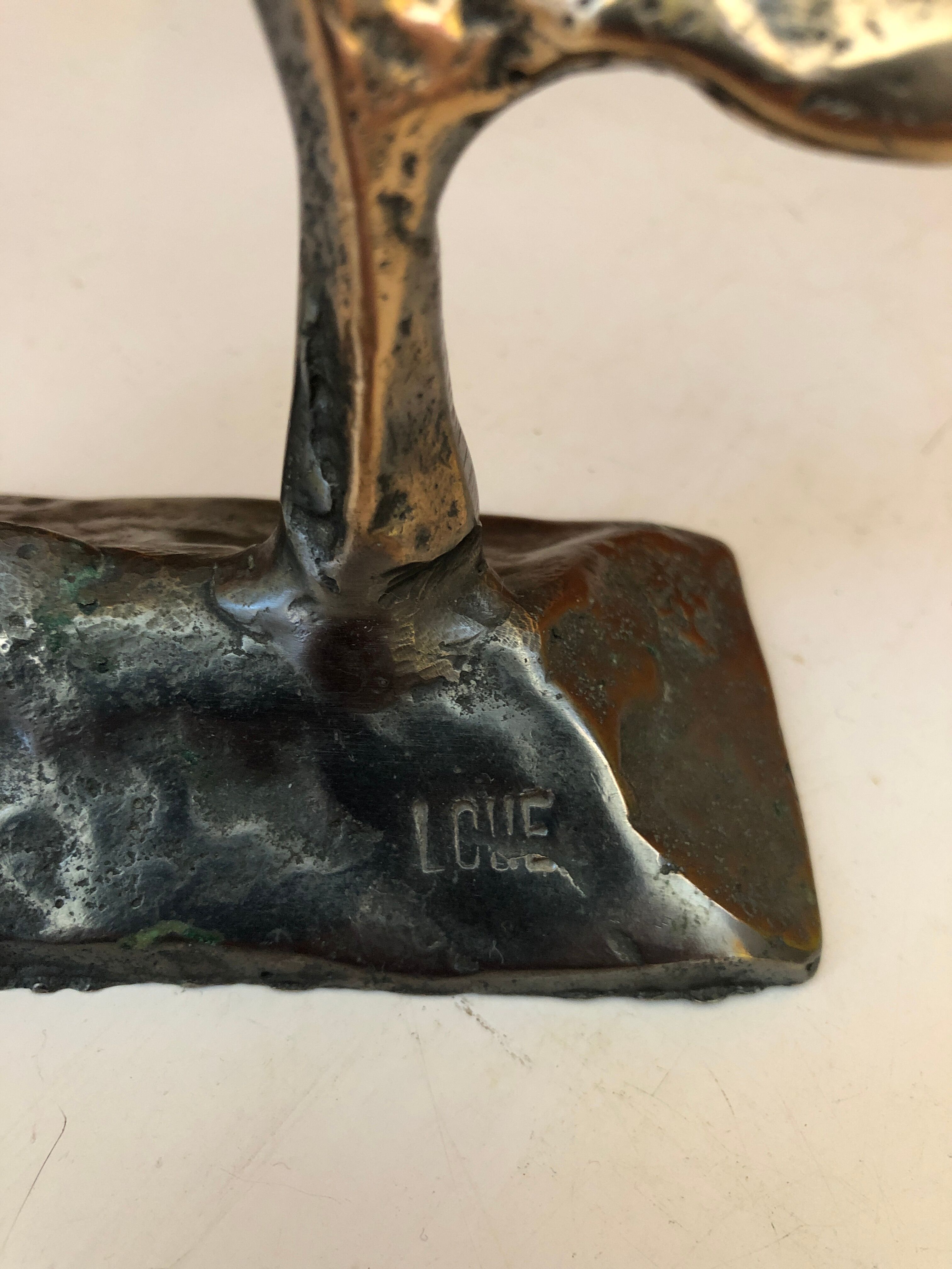 Paper press Bronze sculpture cat signed lohé