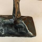 Paper press Bronze sculpture cat signed lohé