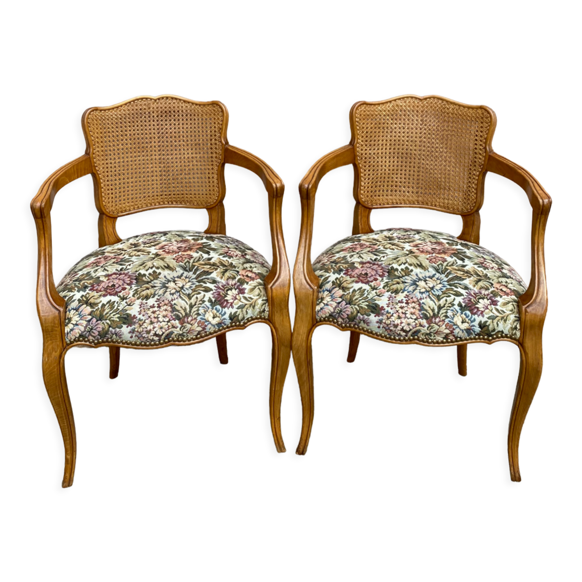 Pair of armchairs canes style louis XV