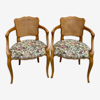 Pair of armchairs canes style louis XV