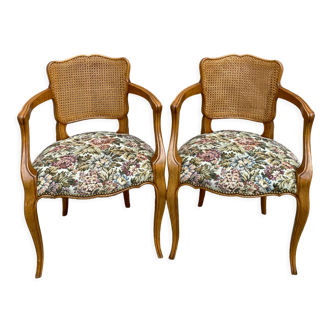 Pair of armchairs canes style louis XV