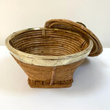 Vintage wicker and brass basket - 1970s