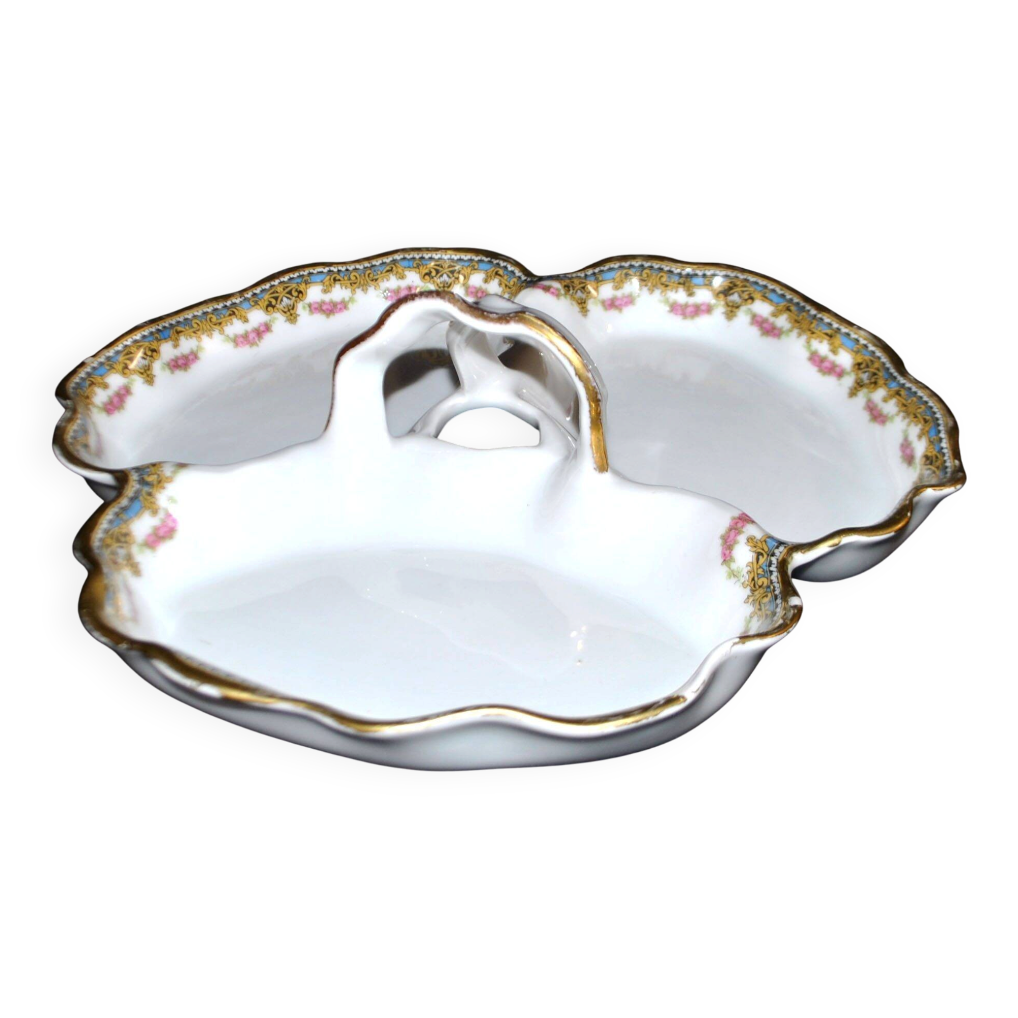 Limoges coupe mendiant polylobé en porcelaine U&C