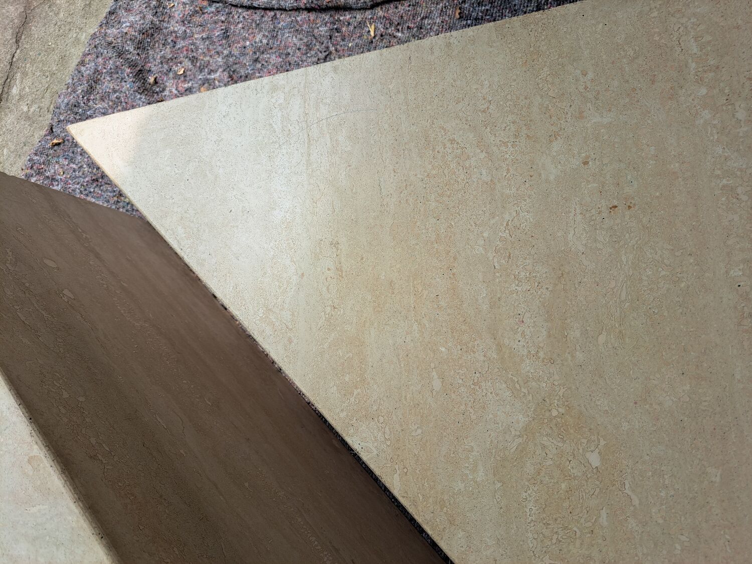 Travertine coffee table.