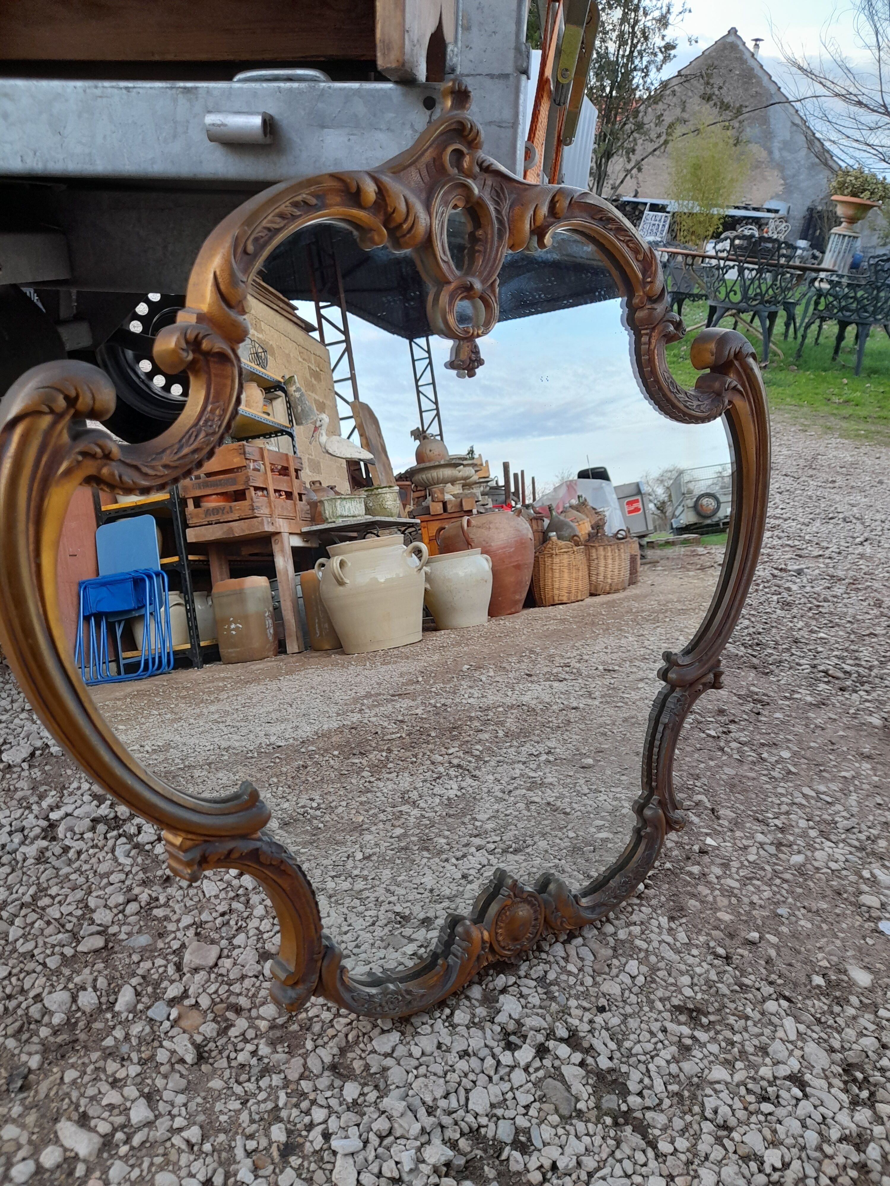 Louis XV style rock mirror in bronze  69x70cm