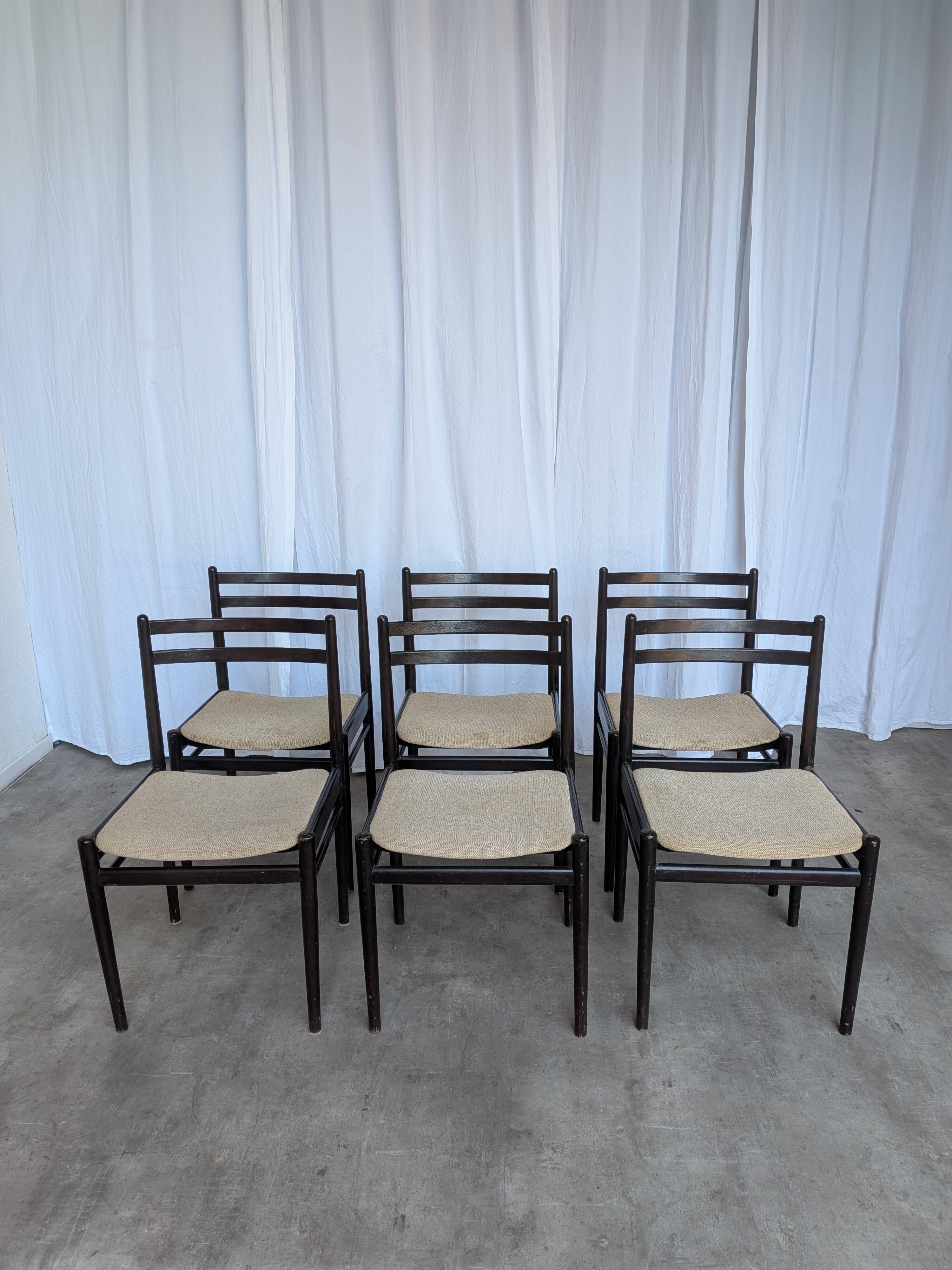 Ensemble de 6 chaises de salle à manger en bois de hêtre vintage / Style scandinave des années 50