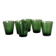 Set of 6 green water glasses, translucent thick glass