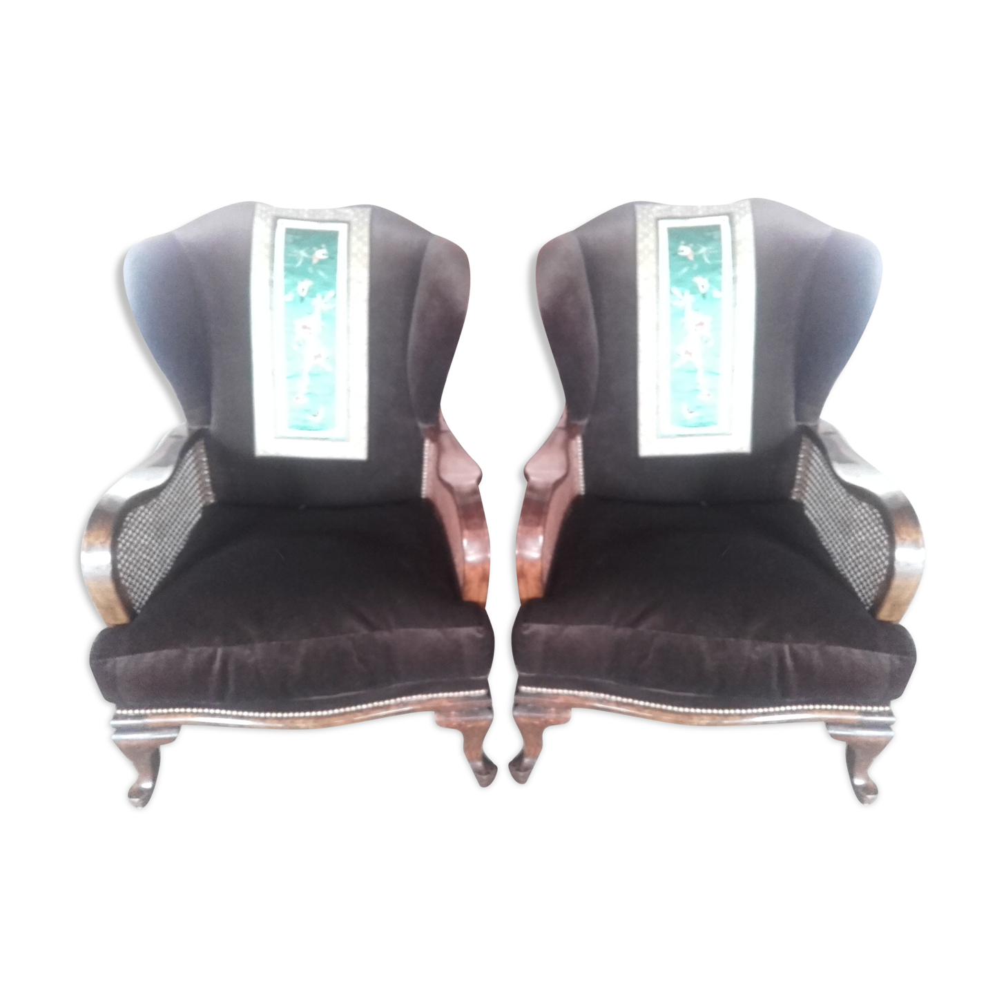 Pair of wingback armchairs