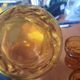 Vintage "BRF" Amber Carafe and 3 Glasses