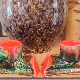 Antique slip ceramic candlesticks
