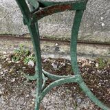 Riveted green old garden pedestal table