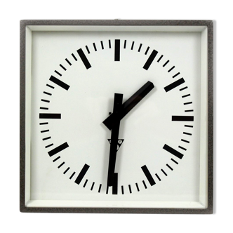 Industrial Square Railway Clock from Pragotron 1970s