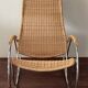 Bauhaus style rocking chair, chrome metal, rattan and beech wood, 1960-70