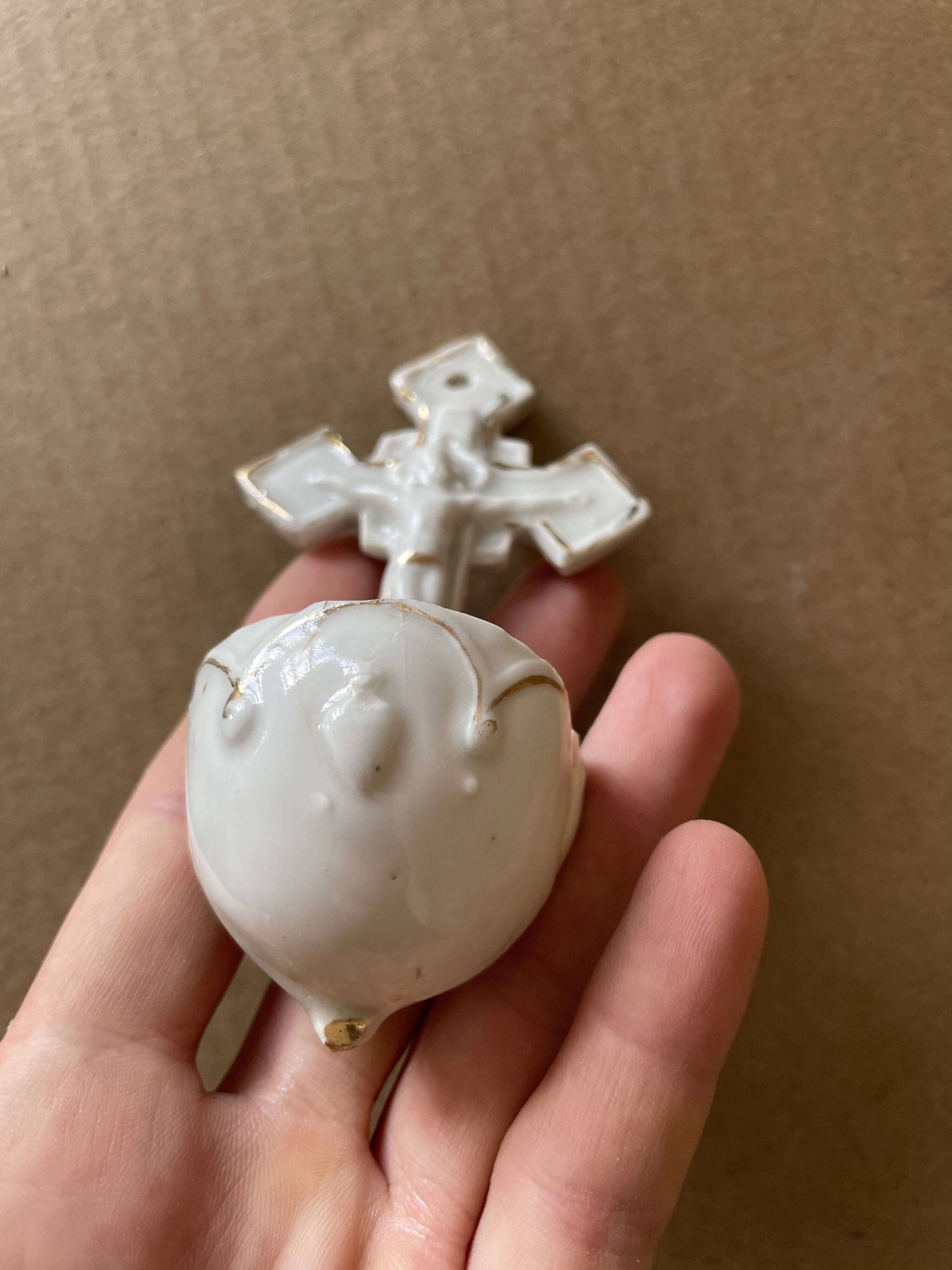Small antique porcelain wall stoup