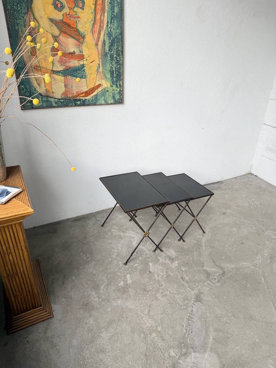 Adnet 1950s nesting tables trio