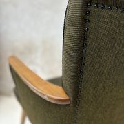 Pair of vintage wooden and fabric armchairs from the 1960s.