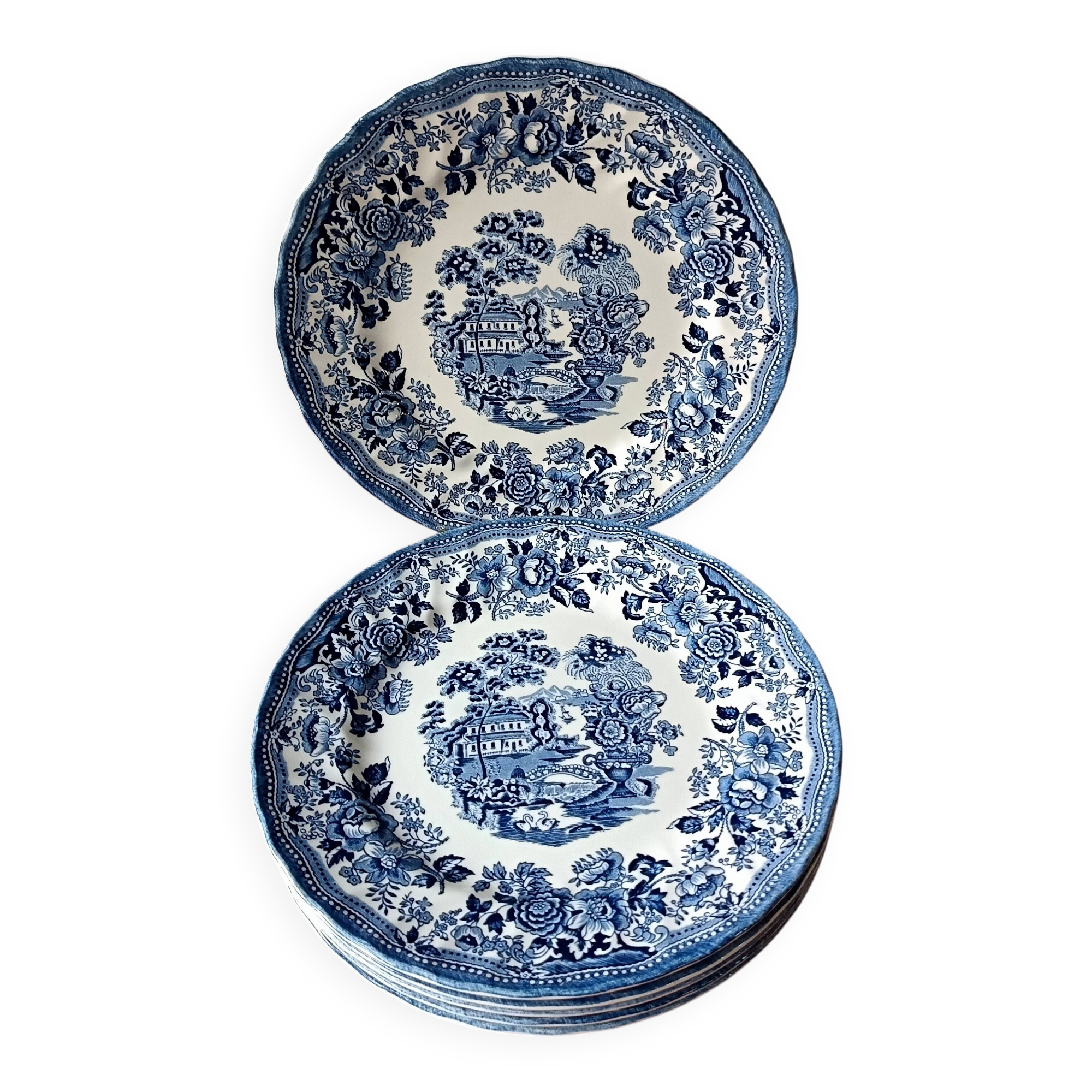 6 assiettes plates en céramique vintage, churchill royaume-uni
