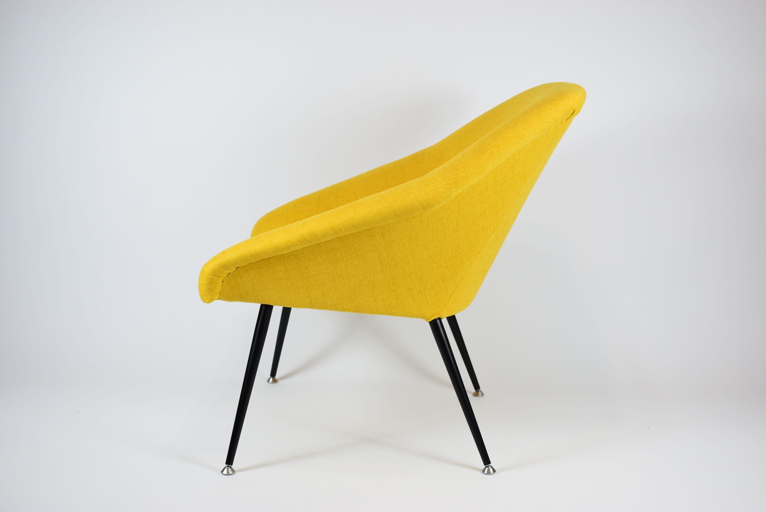 Vintage polish armchair shell, fully renovated, 1960s, fabric, chrome