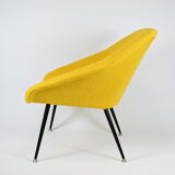 Vintage polish armchair shell, fully renovated, 1960s, fabric, chrome