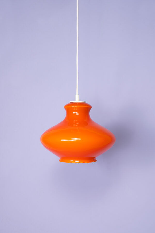Orange opaline glass pendant lamp from the 1960s