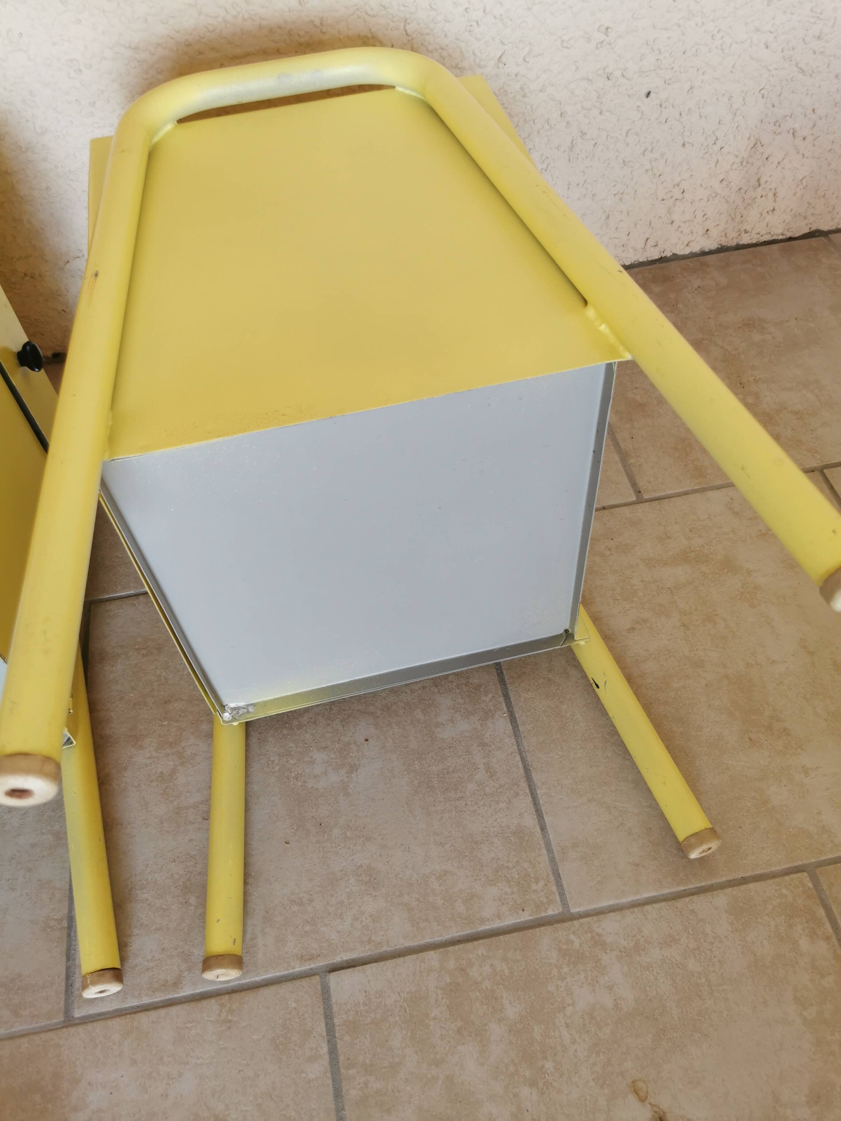 Pair of boarding school bedside tables