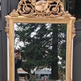 Old Large Golden Mirror With Louis XVI Style Pediment