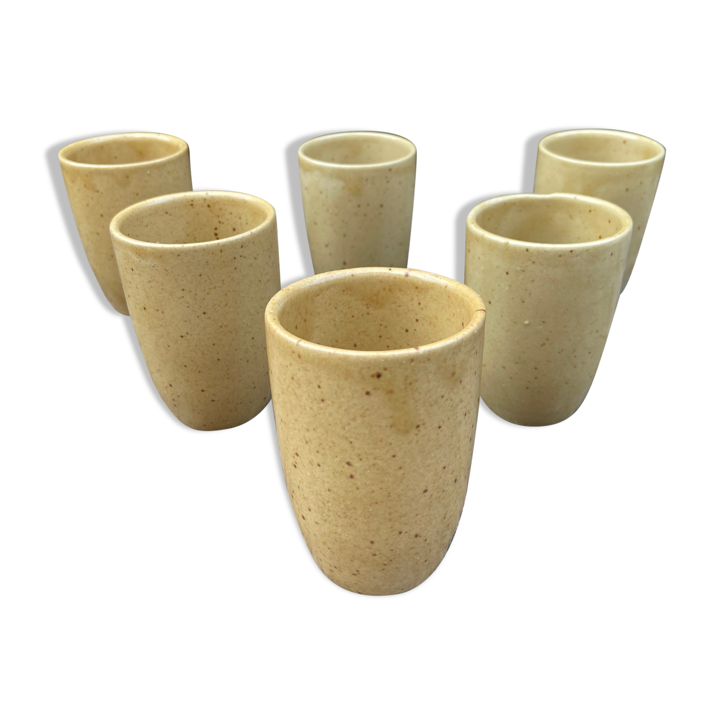 Set of 6 sandstone cups from Digoin-70s