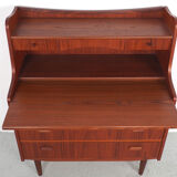 Teak Danish secretary with pull out mirror and desk, 1960s