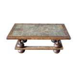 Coffee table slate top foot ball