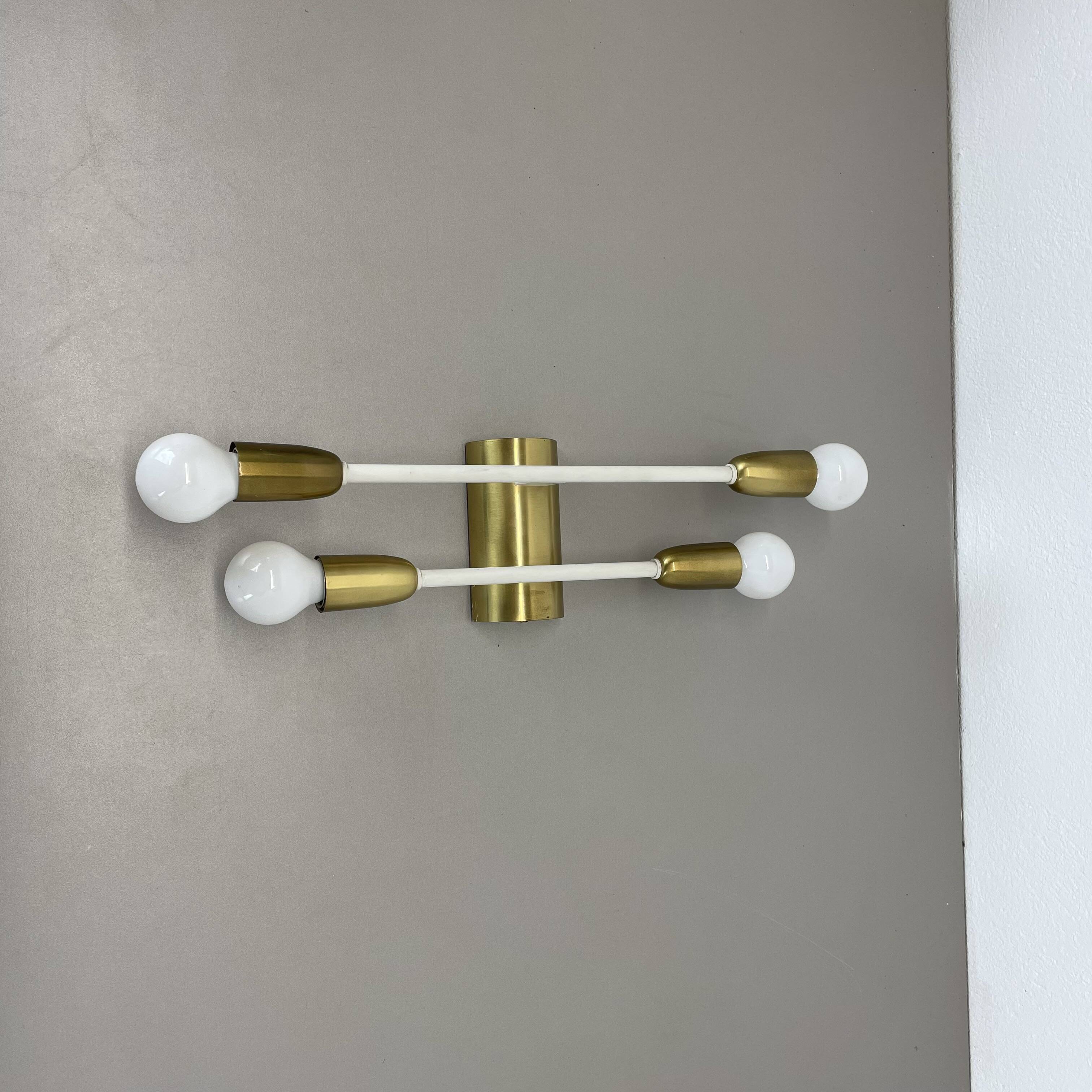 Rare Minimalist 37cm Brass Stilnovo Style Theatre Wall Light Sconce, Italy 1950s