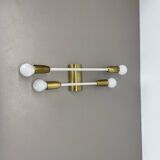 Rare Minimalist 37cm Brass Stilnovo Style Theatre Wall Light Sconce, Italy 1950s