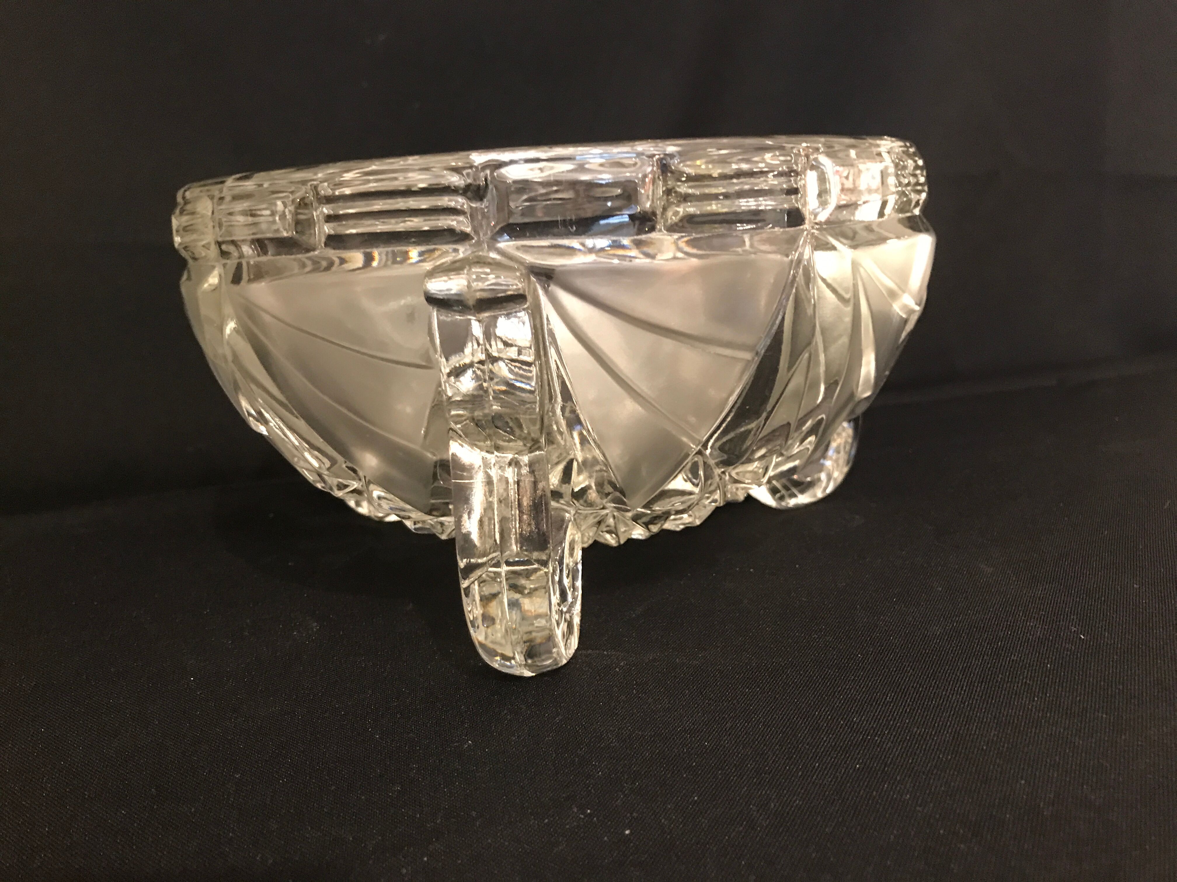 Libochovice Art Deco crystal salad bowl, 1930s, Czechoslovakia
