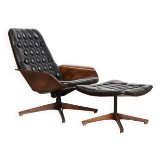 George Mulhauser Lounge Chair & Ottomane "Mr.Chair II" pour Plycraft